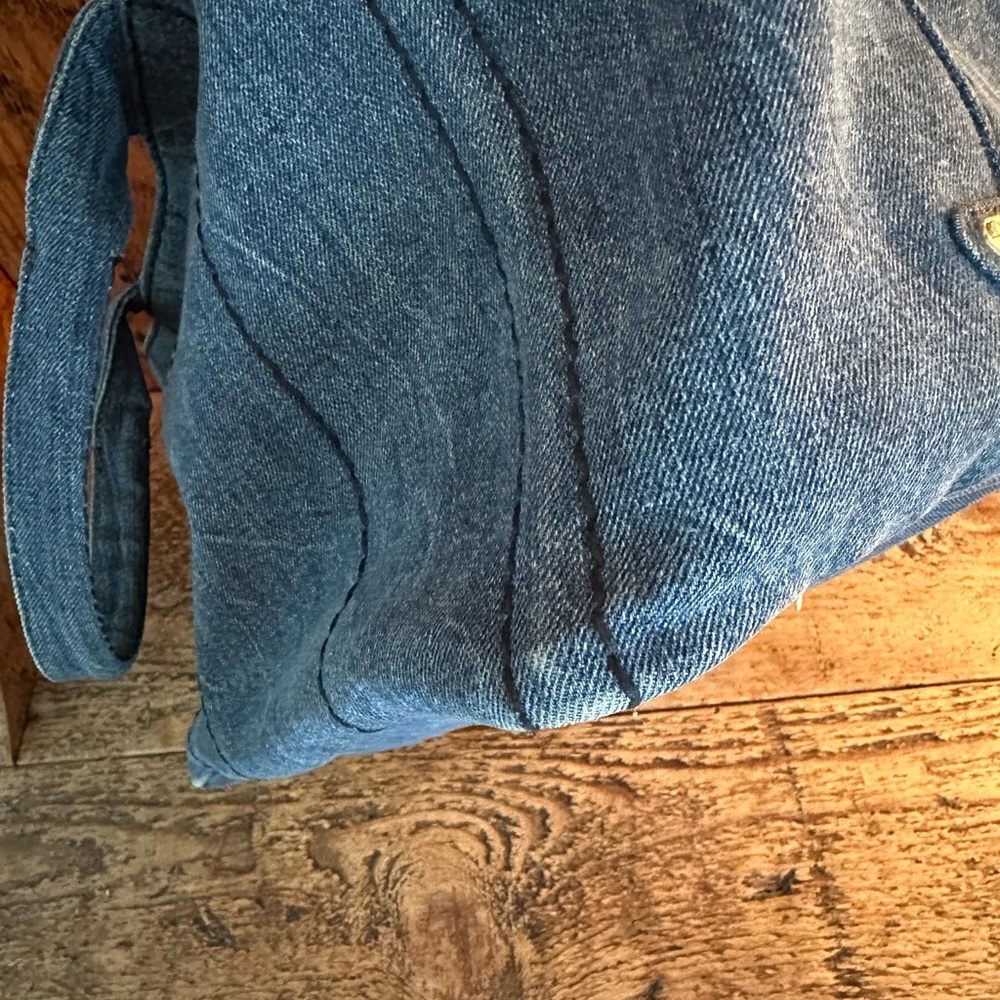 Prada Canapa Denim Tote Bag in Dark Blue with Logo - Picture 6 of 14